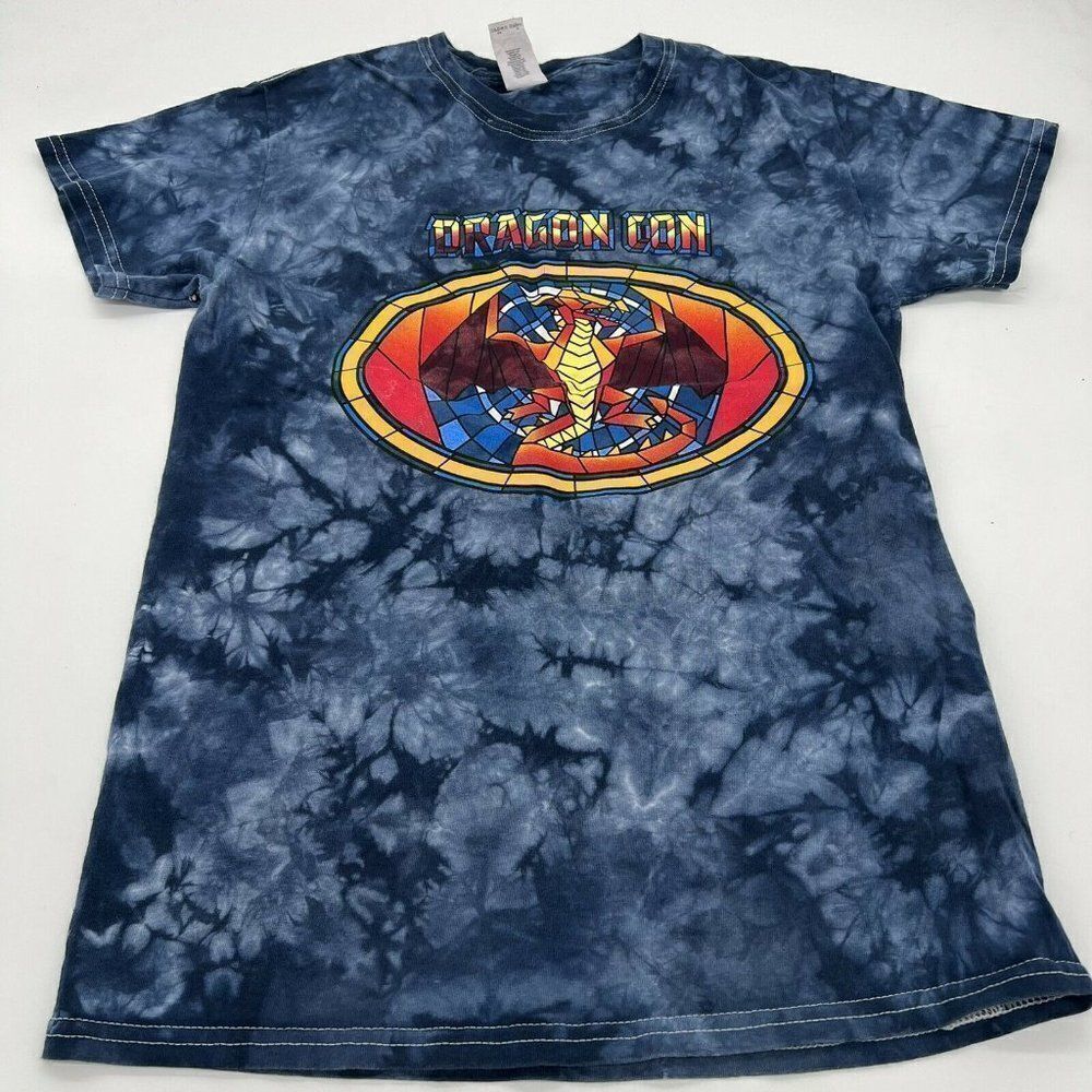 RARE Official Dragon Con Stained Glass Tie-Dye Fantasy Comic Book T-Shirt Small